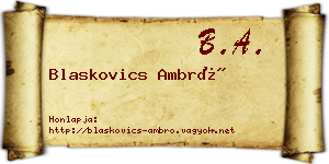 Blaskovics Ambró névjegykártya